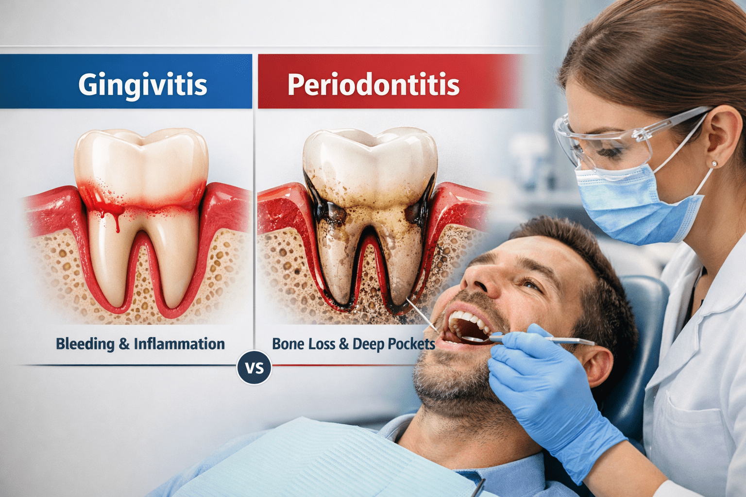 Gingivite vs parodontite